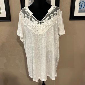 NWOT Lane Bryant White Lace Yoke Top